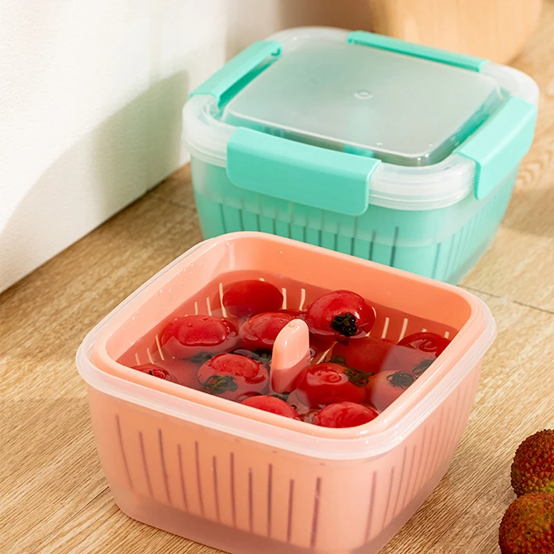 

Fruit/Vegetable Storage Containers for Fridge,Colander with Lid the Freezer Organizer for Spinach, Lettuce, Blueberries