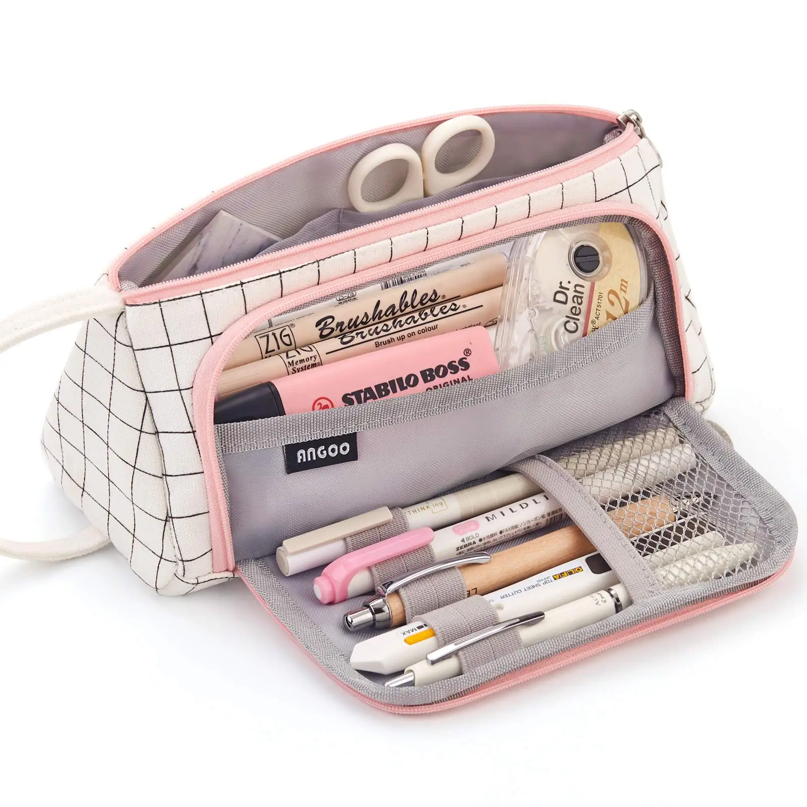 TUTU Large Capacity Colored Canvas Storage Pouch Marker Pen Pencil Case Simple Stationery Bag Holder H0625