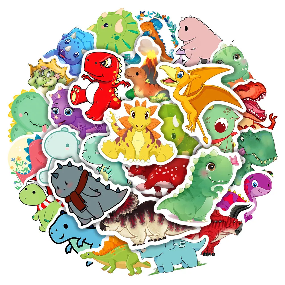 

10/30/50PCS Cartoon Dinosaur Animal Graffiti Sticker Computer Notebook Bicycle Water Cup Trolley Case Skateboard GuitarWholesale