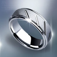 trendy steel color frosted finger ring for men wedding jewelry 316l stainless steel material never fade