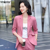 large size womens suit pants 2 piece high quality professional wear 2022 autumn and winter slim 7 point sleeve ladies jacket