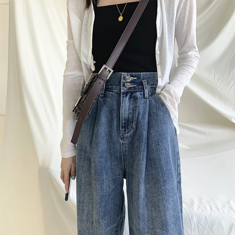 

Limiguyue High Waist Jeans Women Vintage Wide Leg Long Mom Trousers Loose Denim Pants Female Boyfriends Jeans Plus Size K751