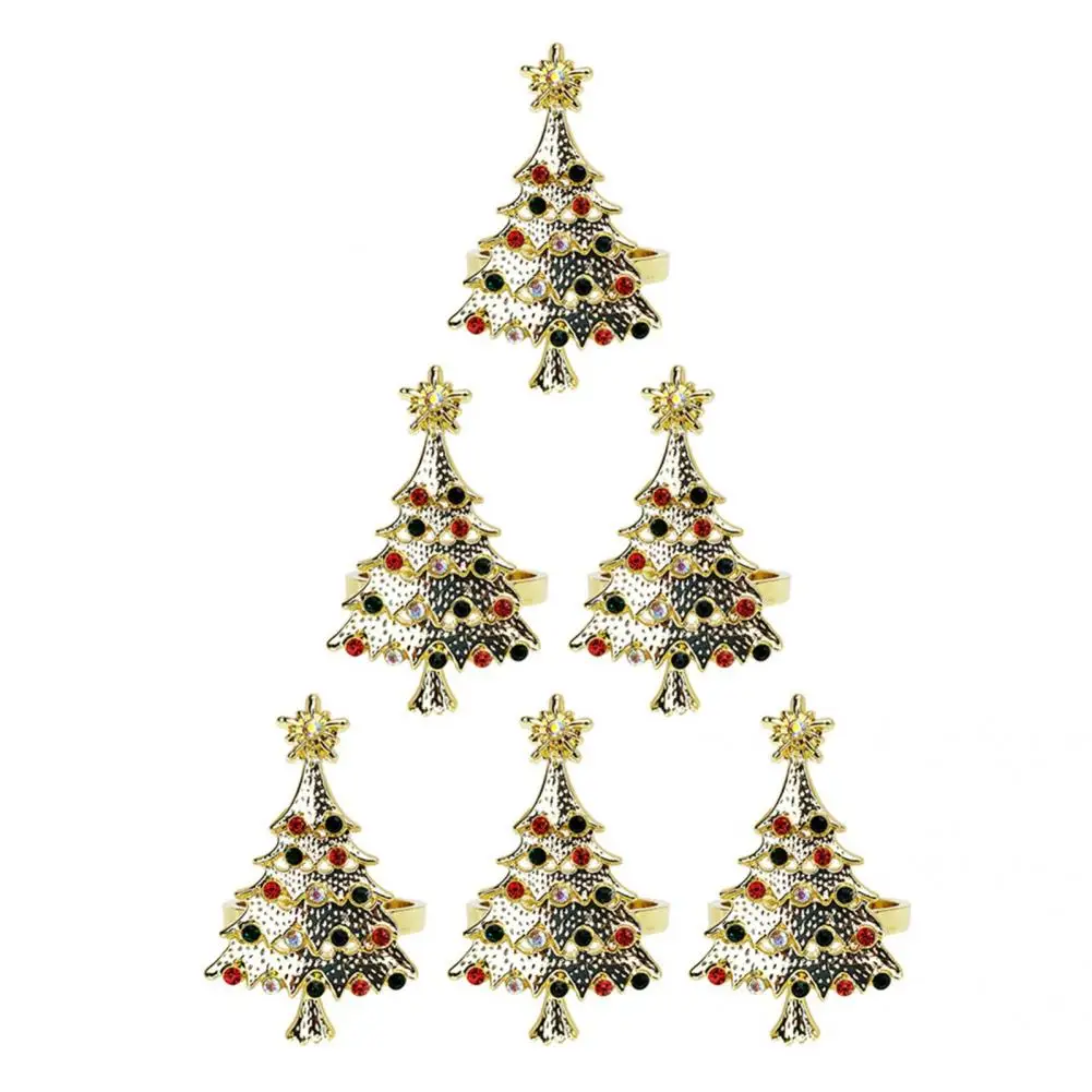 

Portable 6Pcs/Set Convenient Alloy Christmas Style Napkin Ring 2 Colors Napkin Buckle Visual Effect for Kitchen