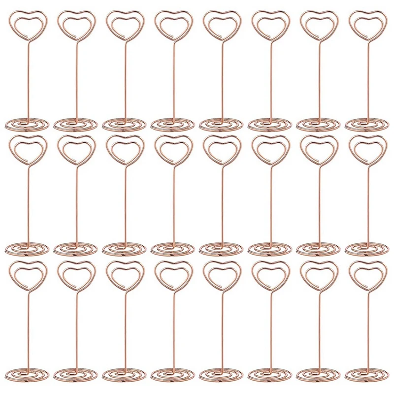 

Best 24Pcs Place Card Holders Heart Shape Table Number Stands Table Number Holders for Party Menu Clips