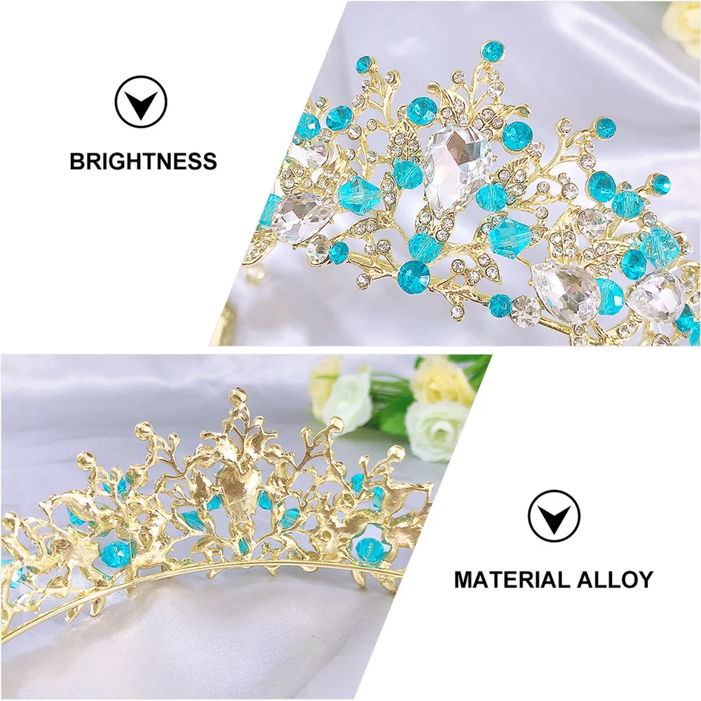 

1pc Girl Crown Headband Crown Headpiece Headdress Girl Hair Decoration (Blue)