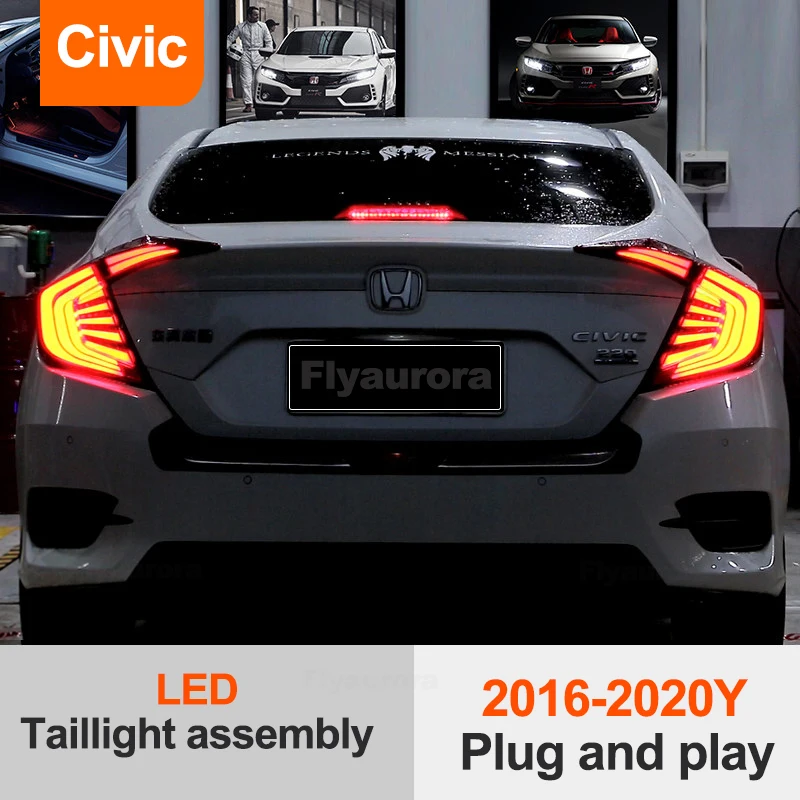 LED car styling Tail Lights Fit For Honda Civic X G10 10th 2006/07/08/09/10-2016 2017 2018 2019 Rear Lamp Red Lamps Brake light |