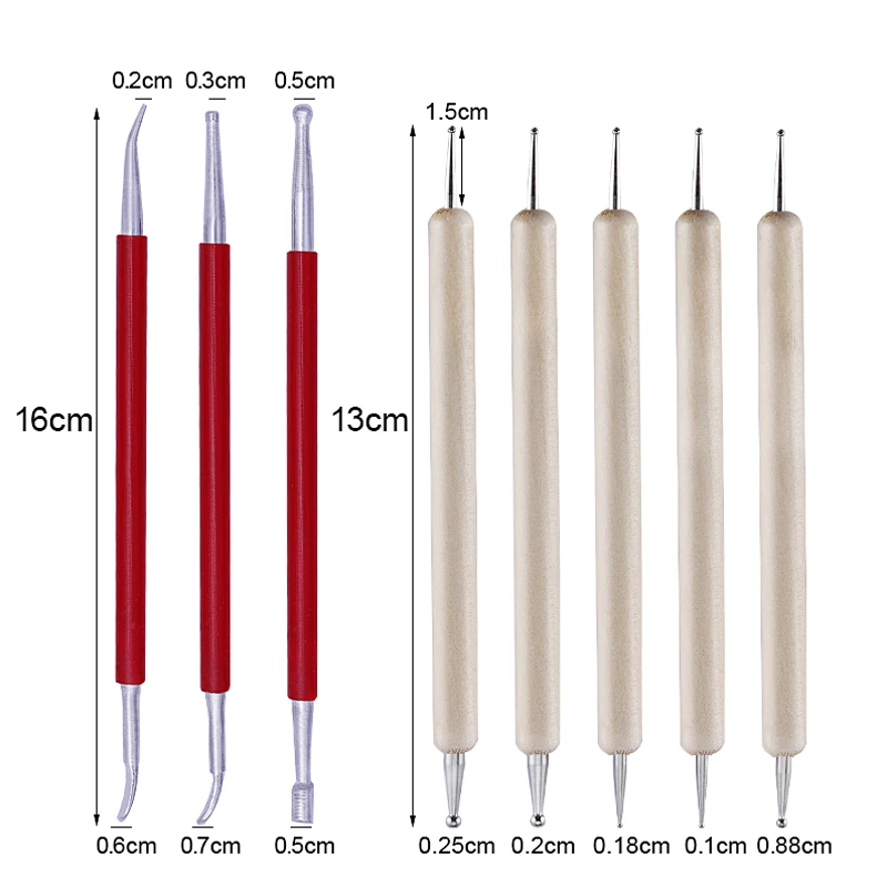 MIUSIE 8 шт. инструмент для работы с кожей точка моделирования стилус сращивания