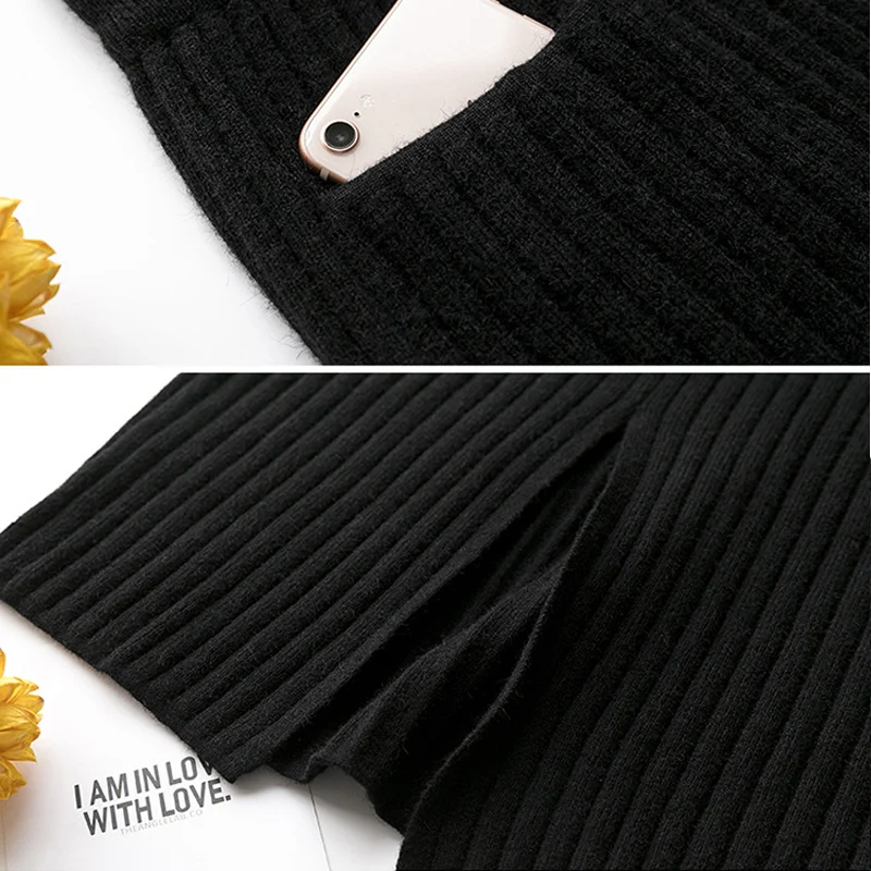 

Autumn/winter 2019 han edition show thin knitting skirt wool skirts core-spun yarn bag bag hip skirt one pace