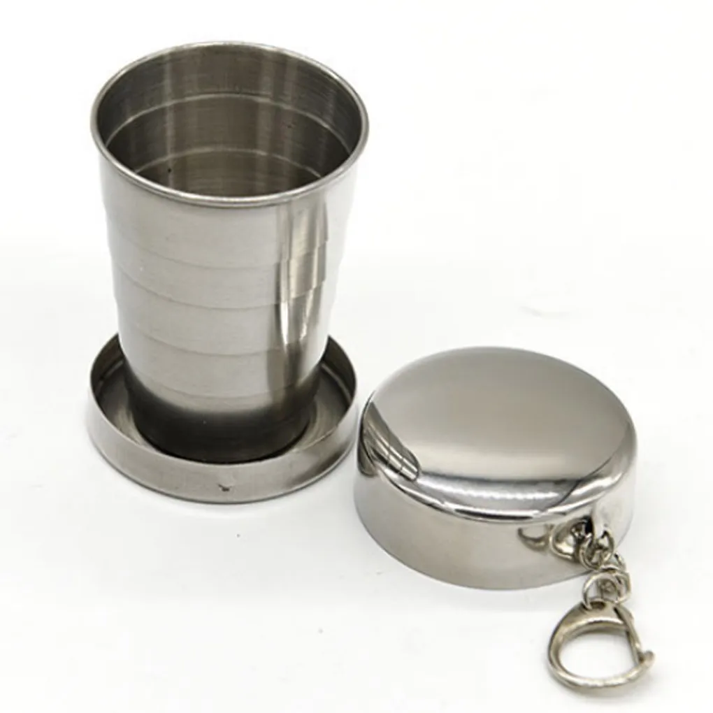 

All stainless steel folding retractable cup folding cup blackjack cup Teacups Teaware