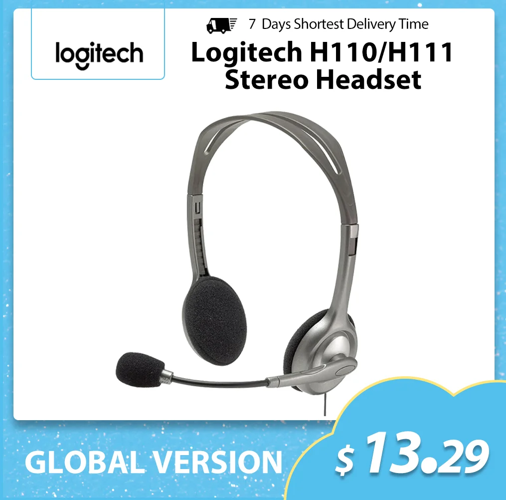 Проводные наушники Logitech H110/H111 стереогарнитура с микрофоном 3 5 мм игровая музыка