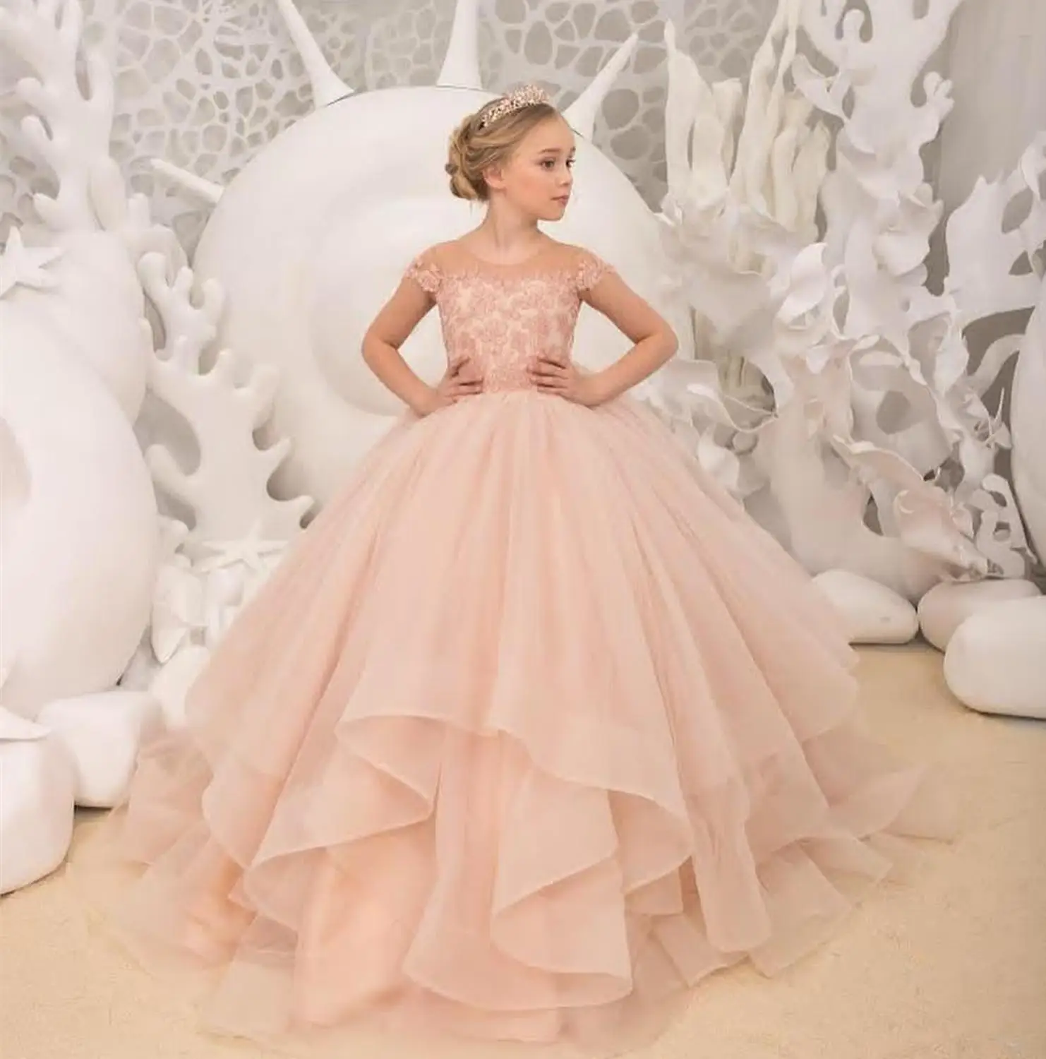 Коллекция 2020 года винтажное зеленое кружевное бальное платье цвета слоновой