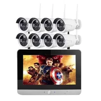 8ch 720p wireless cctv surveillance camera 12 inch lcd touch screen outdoor waterproof wifi ip security system nvr kit