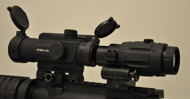 10 шт. векторная оптика в резиновой оболочке Регулируемая AR15 Red Dot тактическая 5x Лупа с откидной стороной QD Крепление 30 мм Охота