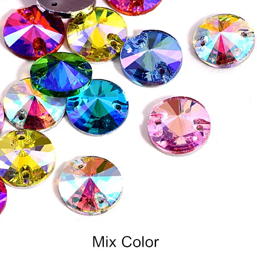 Mix Color 5 размеров Красный AB Круглый Rivoli Кристалл Стекло пришивные стразы с плоской задней частью глубокий синий АВ пришивные стразы для свадебного платья B0999 - Цвет: Mix Color