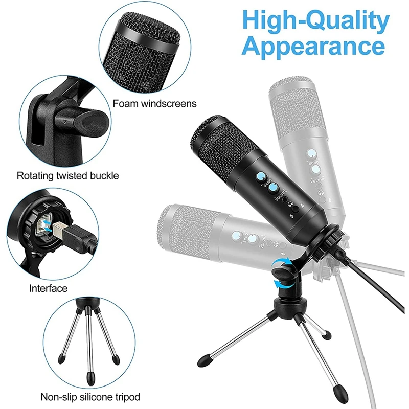 Конденсаторный микрофон с подставкой USB для компьютерного использования игр