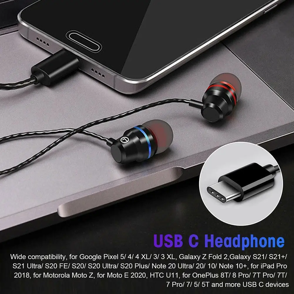 

Type-c Wired Earbuds Headphones 3.5mm In Ear Earphone Headset Bass Xiaomi P30 Mic For Huawei Sport Earpiece Stereo Pro LeTV S0D6