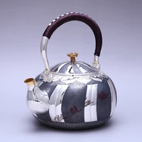 teapot kettle hot water teapot iron teapot stainless steel kettle tea bowl 1000ml capacity handmade s999 sterling silver