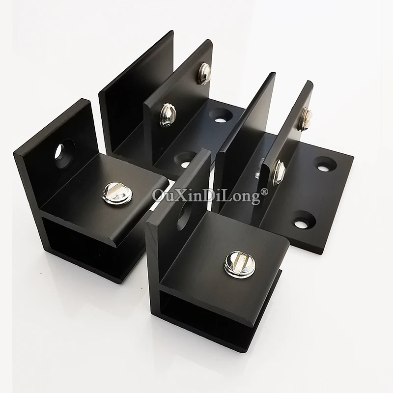 

8PCS Black Aluminum F Type Glass Clamp Glass Shelf Brackets Shelf Holder Supports Brackets Clamps For 8-10mm/10-12mm Glass