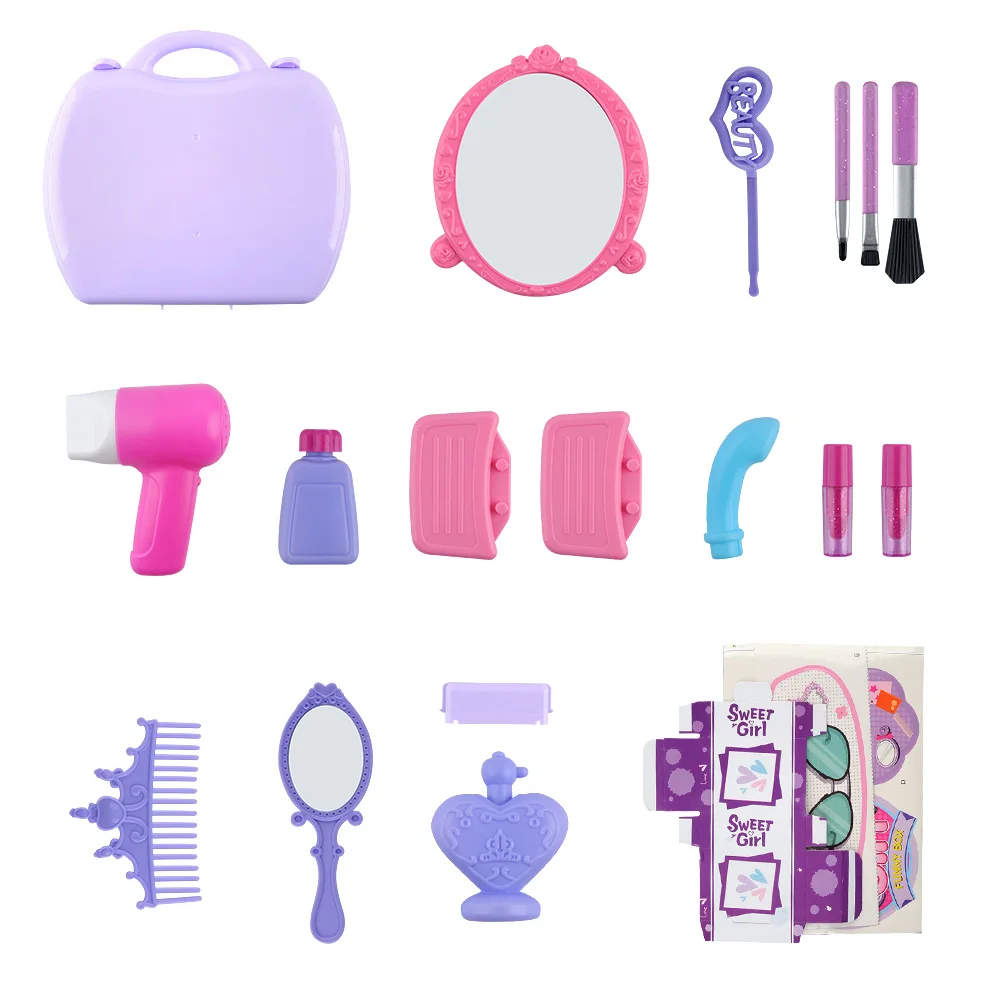 Ролевые игры детские игрушки для макияжа розовый набор принцесса парикмахерское
