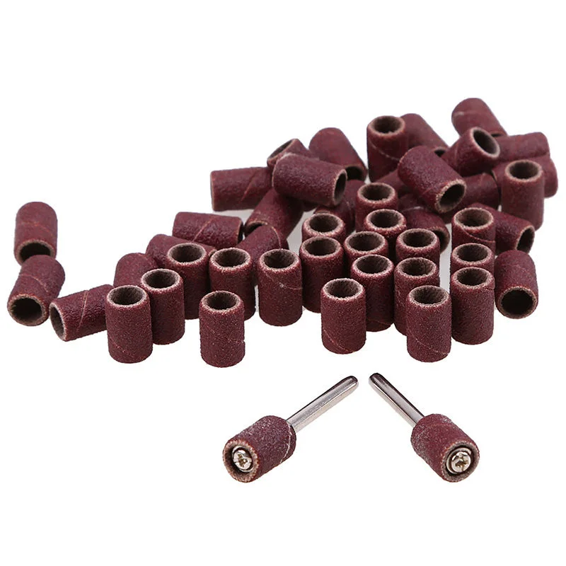 

50pcs Grits 320 Sanding Drum Rotary Tool Sandpaper Bands Sleeves & 2 Mandrel Kit
