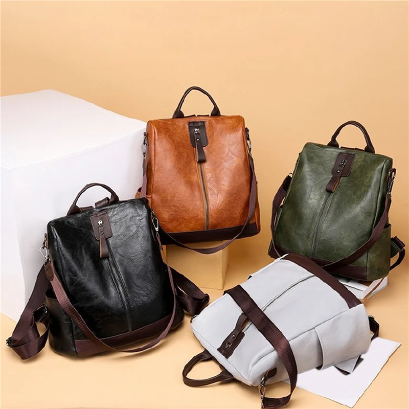 

High Quality Women Backpack Leather Backpacks For Teenage Girls Female School Shoulder Bag Fashion