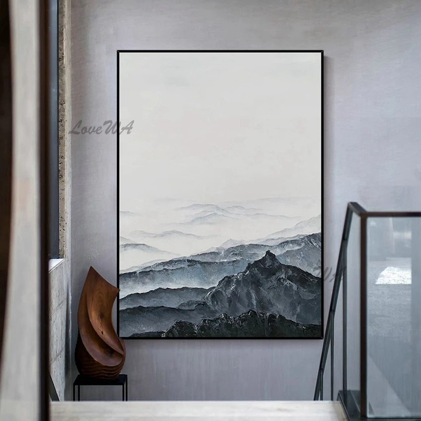 

Contemporary Abstract Landscape Painting Of Distant Mountains And Sea Of Clouds New Arrival Home Decoration Wall Canvas Unframed