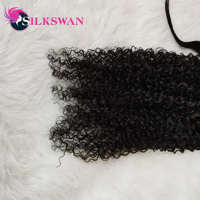 

Silkswan Hair Jerry Curly Ponytail 100% Human Hair Brazilian Remy Hair Wrap Around Ponytail Clip-in 26 28Inch Hair Extensions