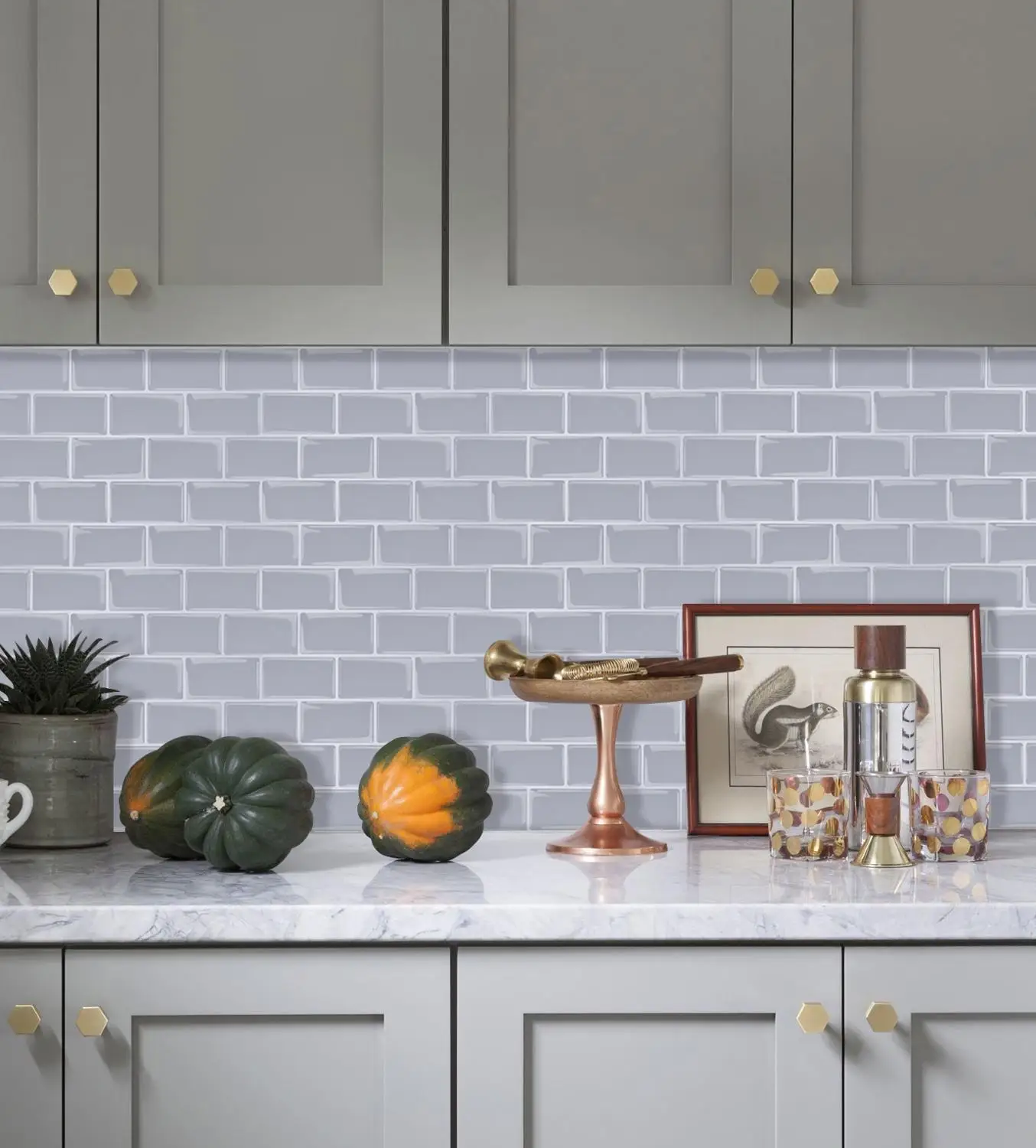 Vividtile 12*12 дюймов 3D Светло серая кирпичная наклейка легко сделать своими руками