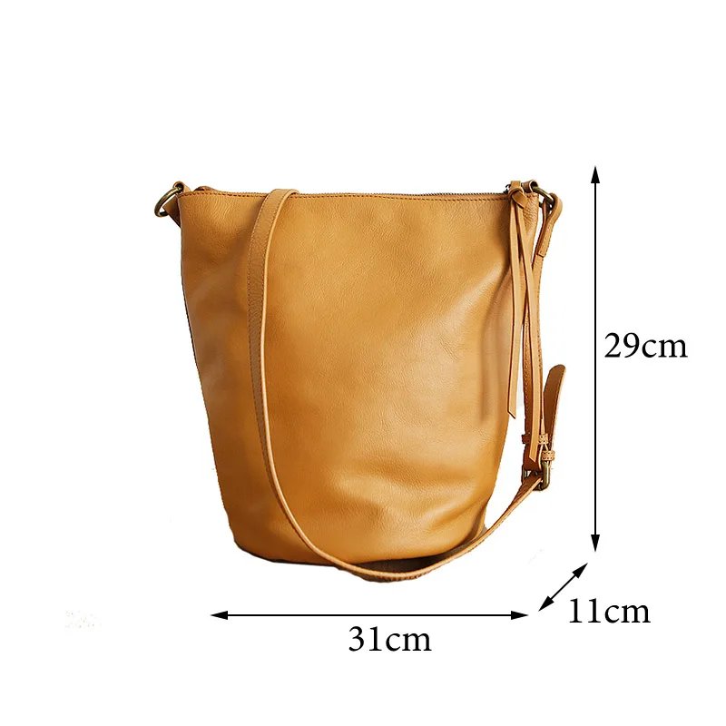 

EUMOAN Ladies retro leather shoulder bag, women's versatile large-capacity bucket bag, messenger bag