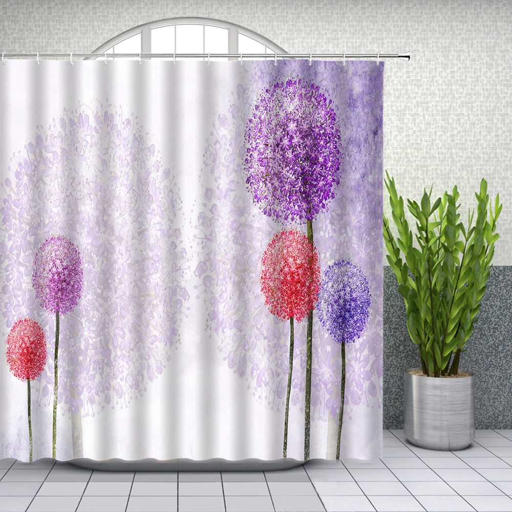 Занавеска для душа с цветами декоративная водонепроницаемая ткань из полиэстера