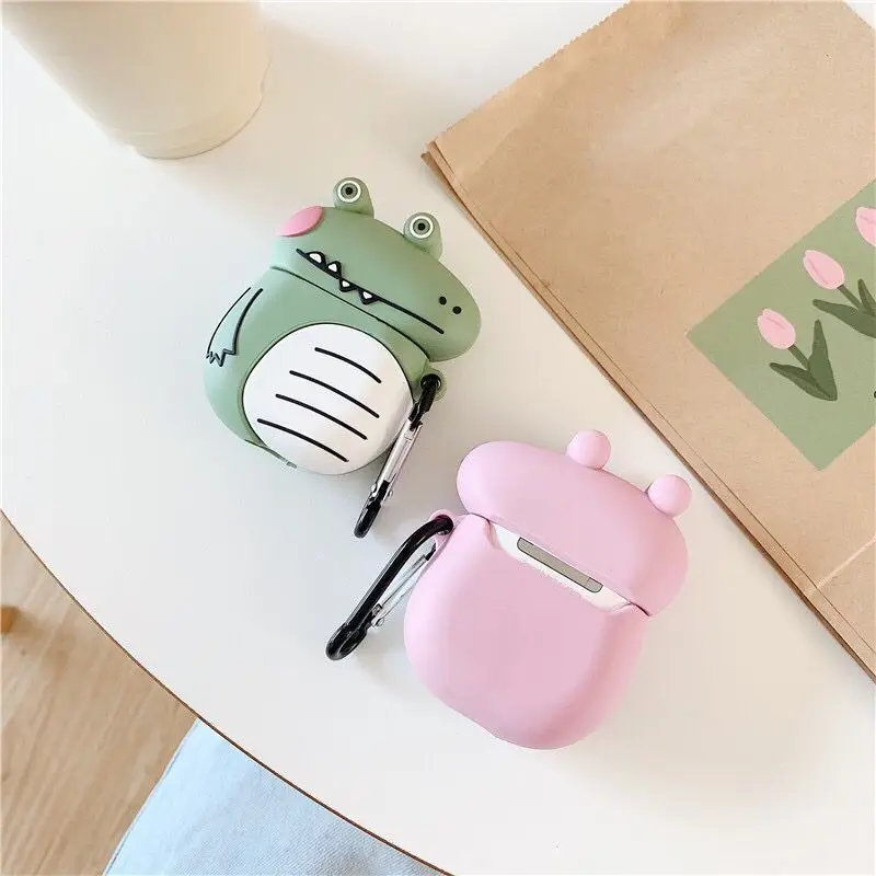 3D милый силиконовый чехол с аллигатором для Airpods2 Bluetooth беспроводной наушников