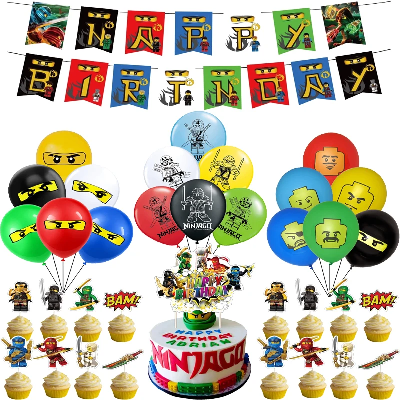 Новинка украшение для вечерние ниндзя латексные шары Legoing Ninjagoed баннер на день