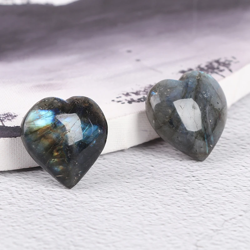 

Crystal Labradorite Palm Stone Healing Quartz Gemstone Worry Stone Heart Shape