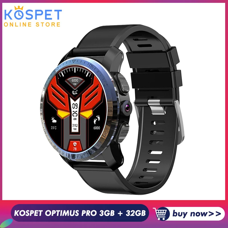 KOSPET Optimus Pro 3 ГБ 32 ГБ Smartwatch 8.0MP 800 мАч IP67 водонепроницаемый gps двойная система Call4G мужские Смарт часы телефон для IOS Android