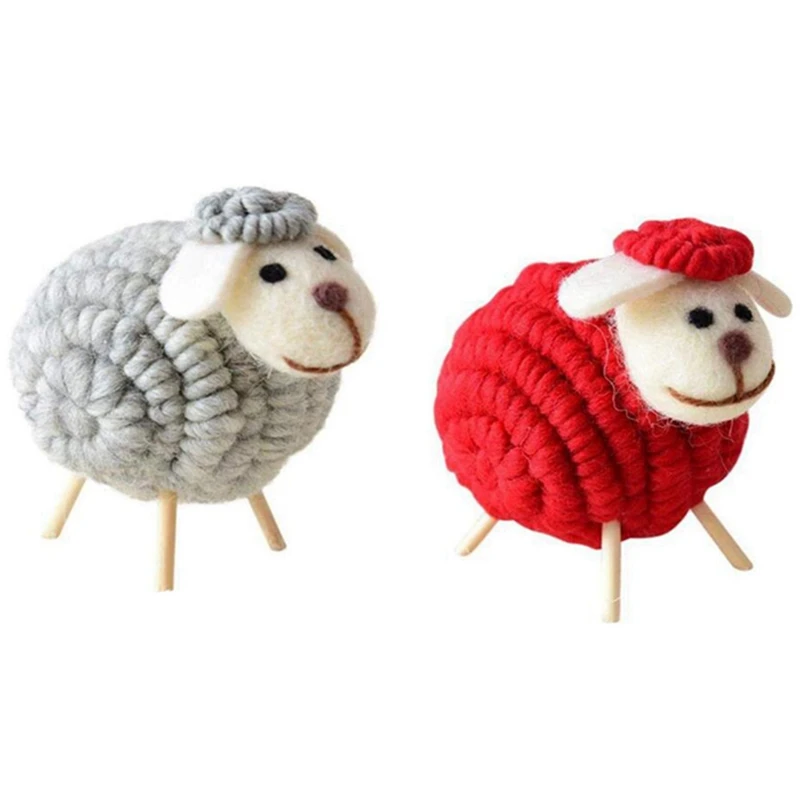 2x Рождество нордическая Шерсть Войлок Милая овечка милые настольные мини