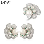 Серьги и кольцо женские из серебра 925 пробы с натуральным жемчугом