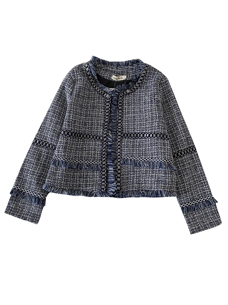 

Spring and autumn short French jacket, British style, Western style, Korean style, loose design, tasseled top, cardigan women