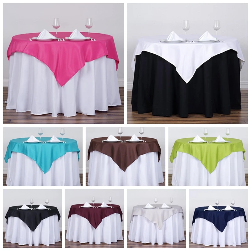 

Square Polyester Table Overlay Banquet Wedding Table Cloth For Event Party Home Decoration