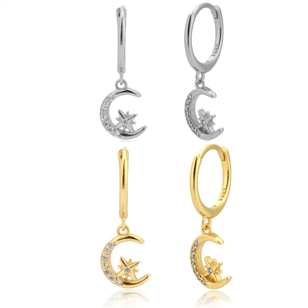 Серьги-подвески в виде звезды и Луны роскошные модные ювелирные украшения из