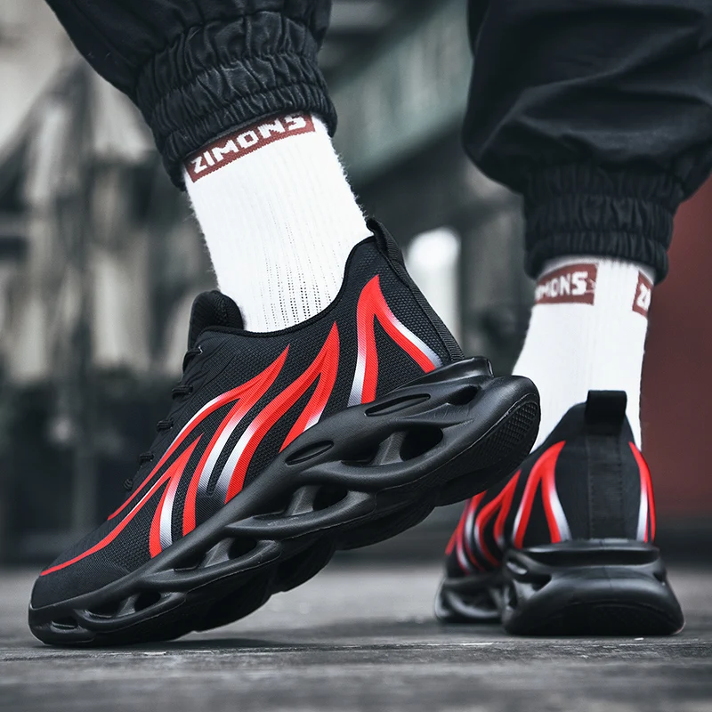 Flame Printed Men's Sneakers Fashion Casual Sports Shoes Outdoor Comfortable Breathable Running Shoes Zapatillas De Deporte