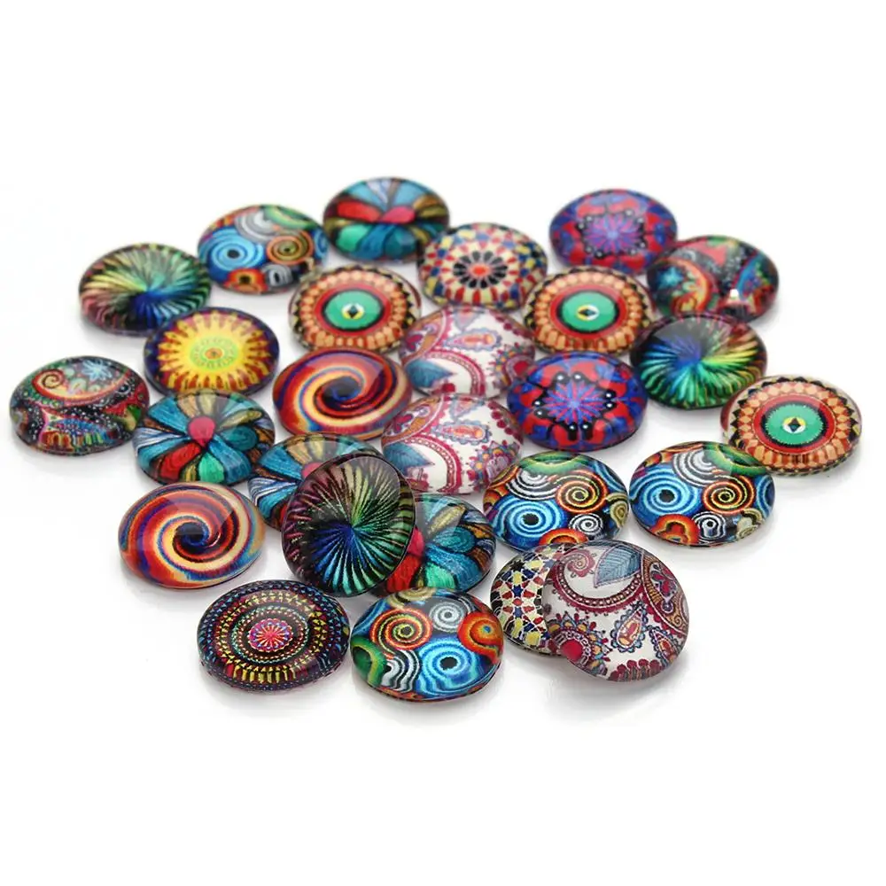 Стеклянный кабошон 12 мм 30 шт./лот красочный с разными узорами сделай сам кольцо