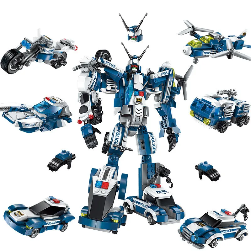 6 в 1 полицейская война генералы деформация робот автомобиль модель строительные
