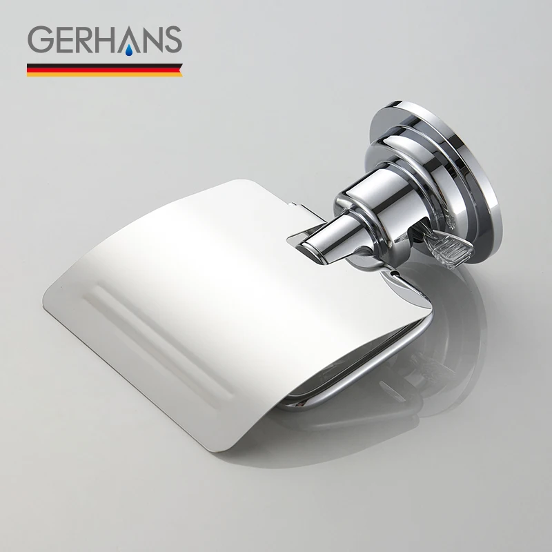 GERHANS Accessories K24003 Бумагодержатель с крышкой на вакуумных присосках Цвет: