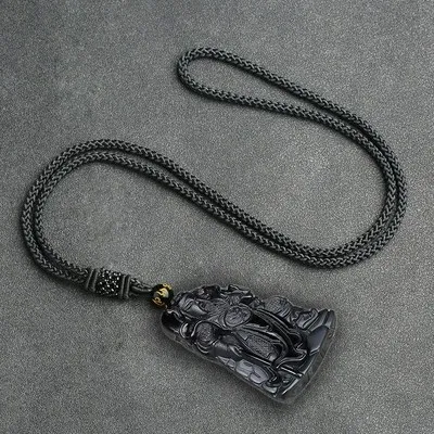 Модный обсидиановый кулон Гуань Гонг с дагао Юй нефритовый ожерелье + подарок на