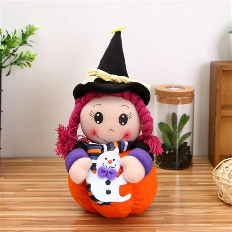 Broom/Ghost/Five-pointed Star Little Girl Halloween Pumpkin Doll Decoration Creative Plush Toy Ornament For Decorative | Дом и сад