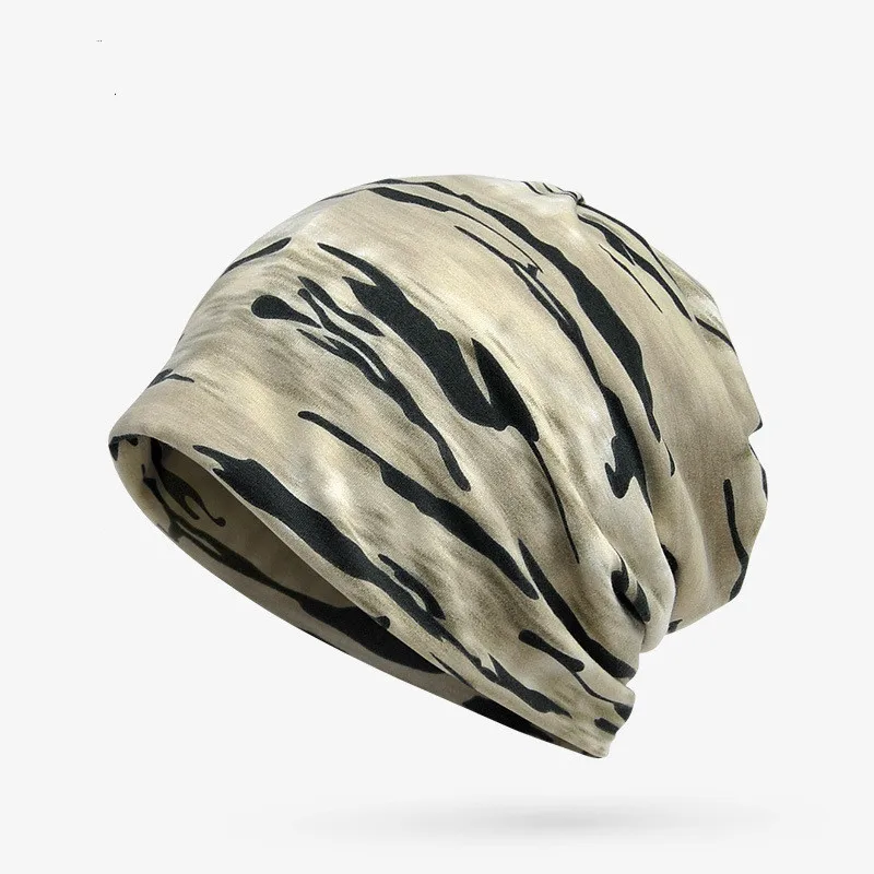 

YQYXCY Turban Hat Men Camouflage Cotton Beanie Women Hat Outdoor Stretch Hats For Women Men Unisex Beanies Bonnet Autumn Winter