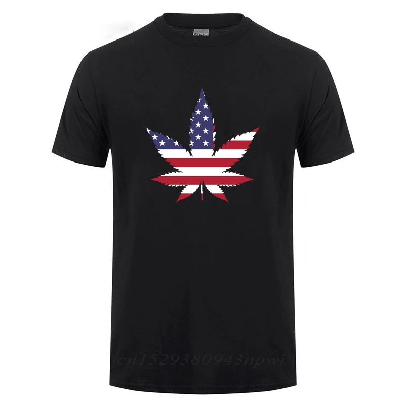 

Usa American Flag Weed Leaf Hemp Leaves Patriotic Pot Funny T-Shirt For Man Woman Summer Short Sleeve O Neck Cotton T Shirt Tee