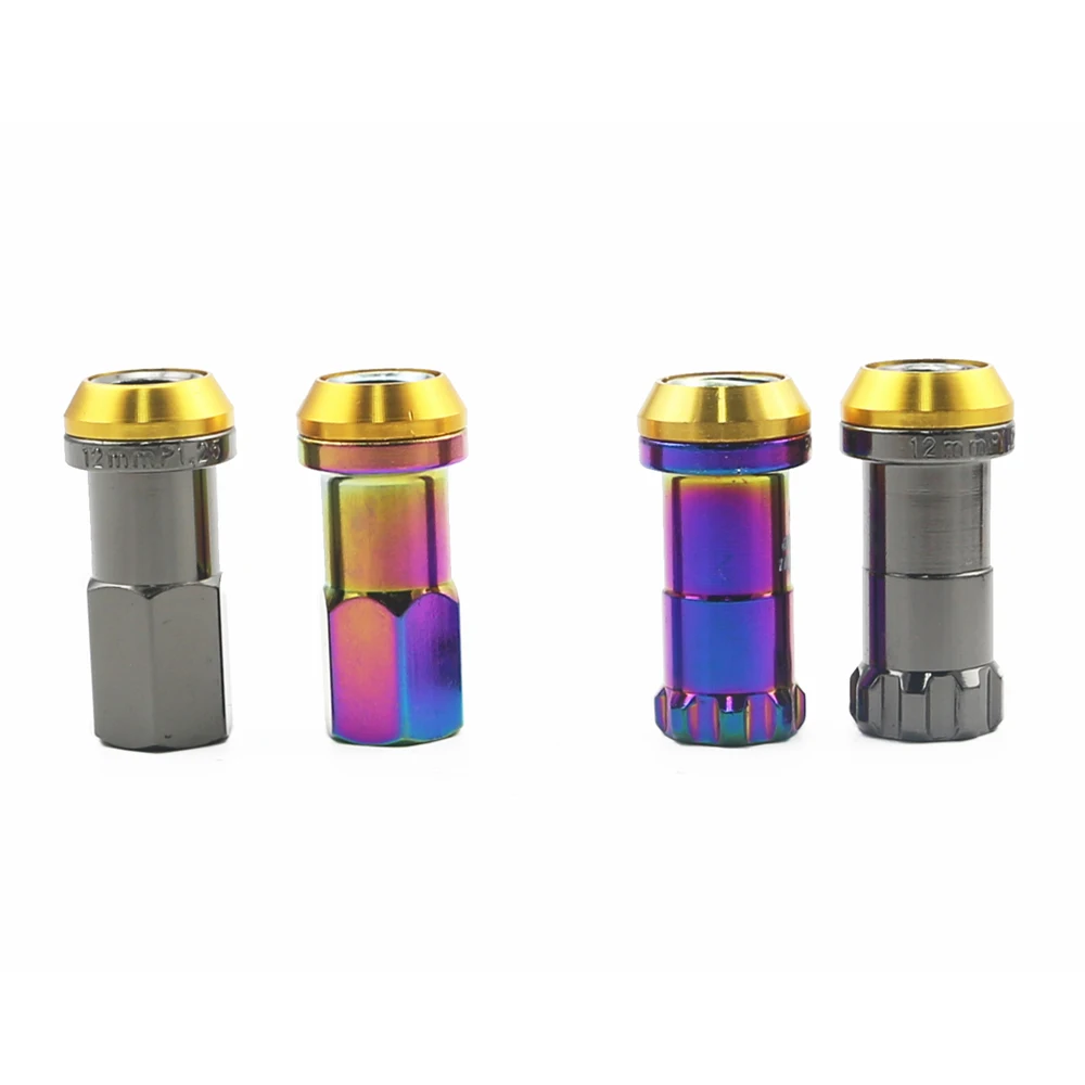 

Wheel Nut 20PCS Racing Car Modification R40 Tire Nut M12x1.25 M12x1.5 Chrome Titanium Coating Anti Theft Lug Nuts Lock Set