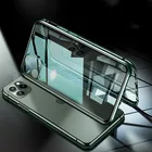 Двусторонний стеклянный чехол для iphone 11 pro, X, XR, XSMAX, 7, 8 PLUS, металлический магнитный