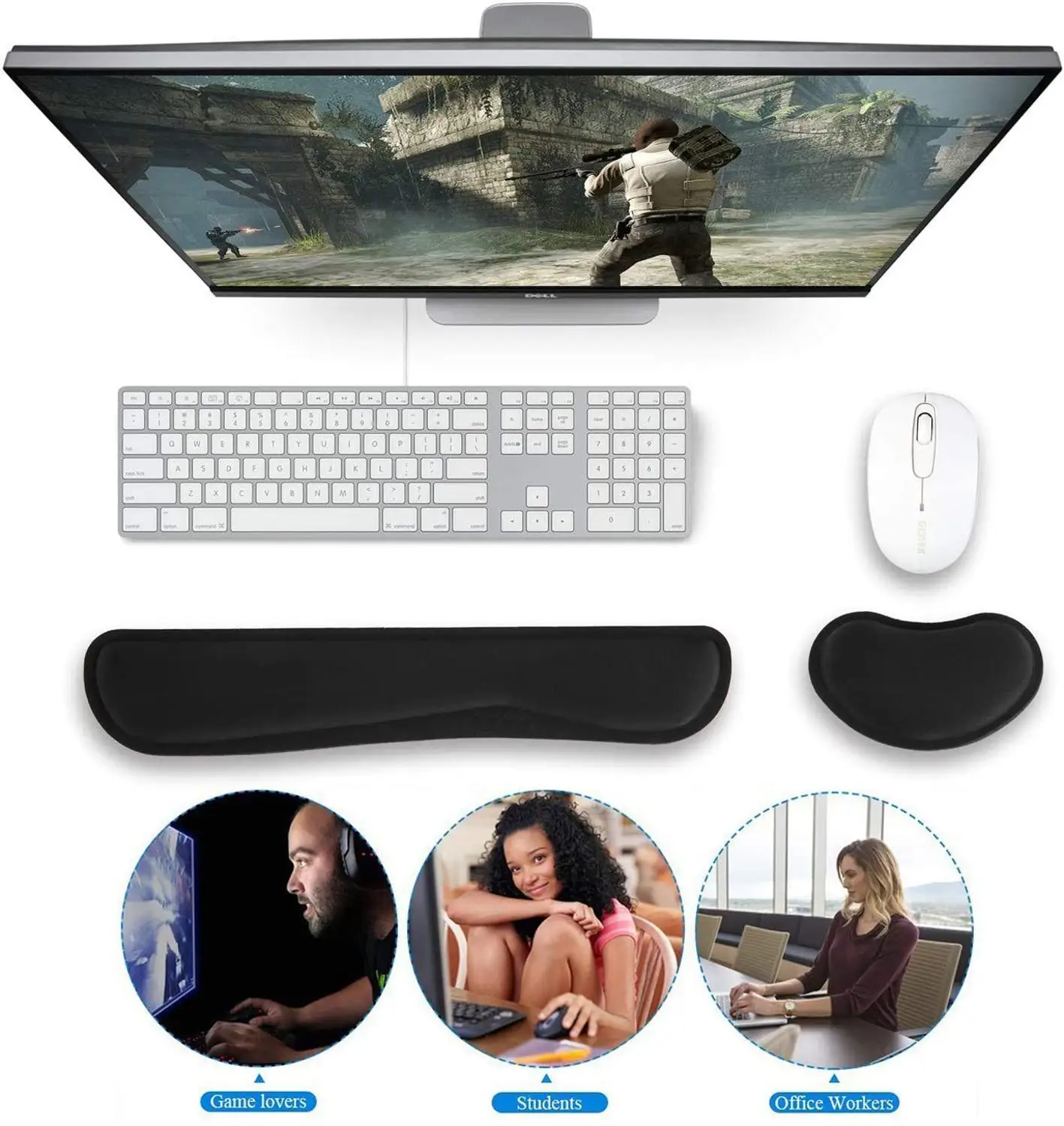 RAKOON Mouse Pad with Gel Wrist Rest Non-Slip Base Wrist Rest Pad Ergonomic Mousepad for Typist Office Gaming PC Laptop images - 6